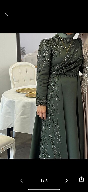 Henna Gelinlik Taşlı haki abiye