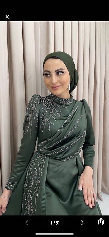 42 Beden Taşlı haki abiye