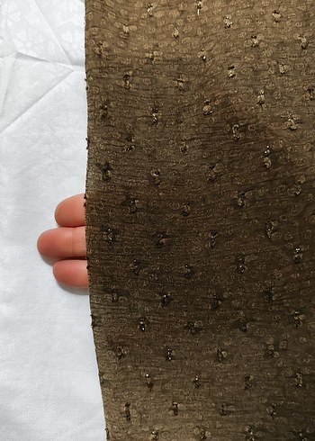 Kahverengi Simli Kadın Şal - Görsel 9