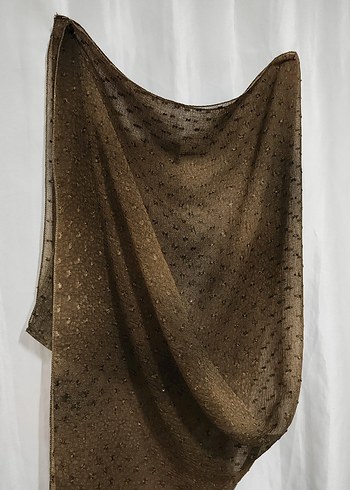 Kahverengi Simli Kadın Şal - Görsel 2