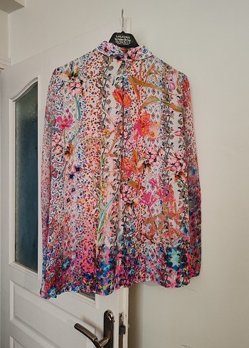 Bohem Çok Renkli Düğmeli Uzun Kollu Gömlek - Görsel 3