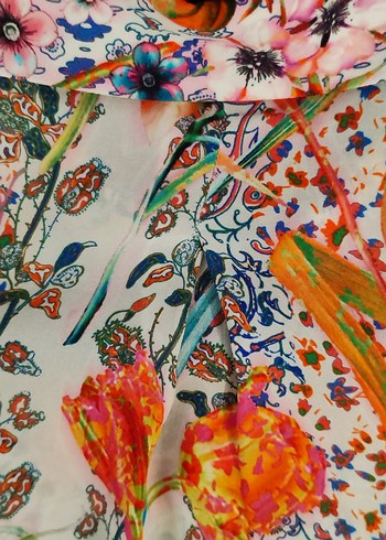 Bohem Çok Renkli Düğmeli Uzun Kollu Gömlek - Görsel 5