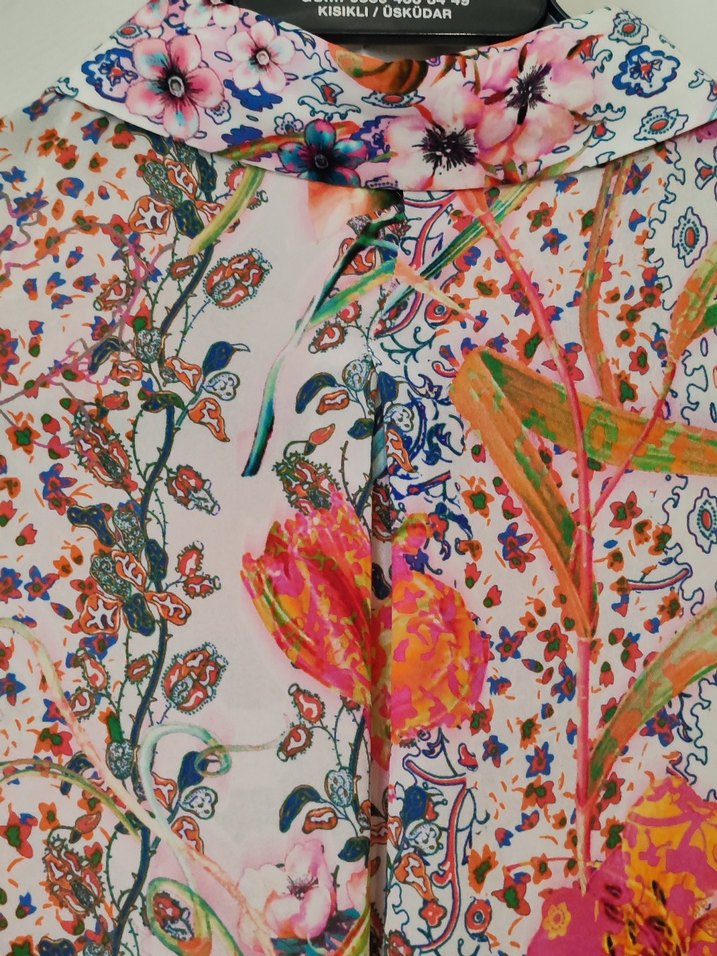 Bohem Çok Renkli Düğmeli Uzun Kollu Gömlek - Görsel 4