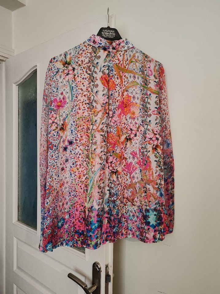 Bohem Çok Renkli Düğmeli Uzun Kollu Gömlek - Görsel 3