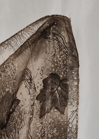 Gri Kahverengi Dökümlü Kadın Şal - Görsel 7