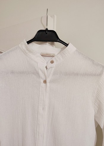 Düğmeli Beyaz Şilebezi Gömlek - Görsel 2