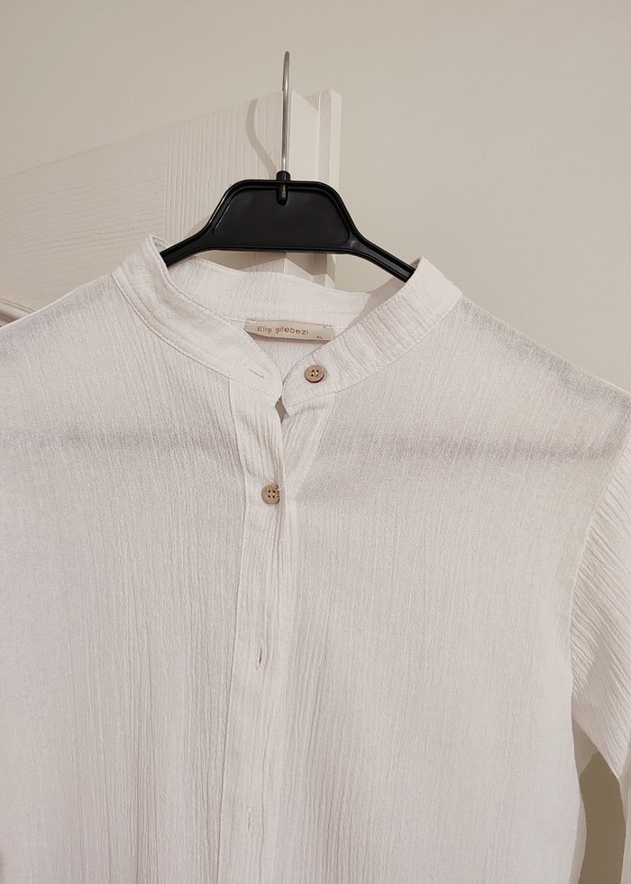 Düğmeli Beyaz Şilebezi Gömlek - Görsel 2