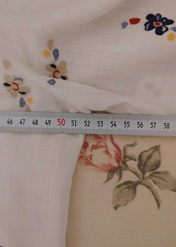 Beyaz Çiçek Desenli Pamuklu Gömlek - Görsel 9