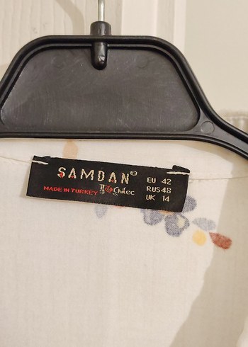 Beyaz Çiçek Desenli Pamuklu Gömlek - Görsel 7