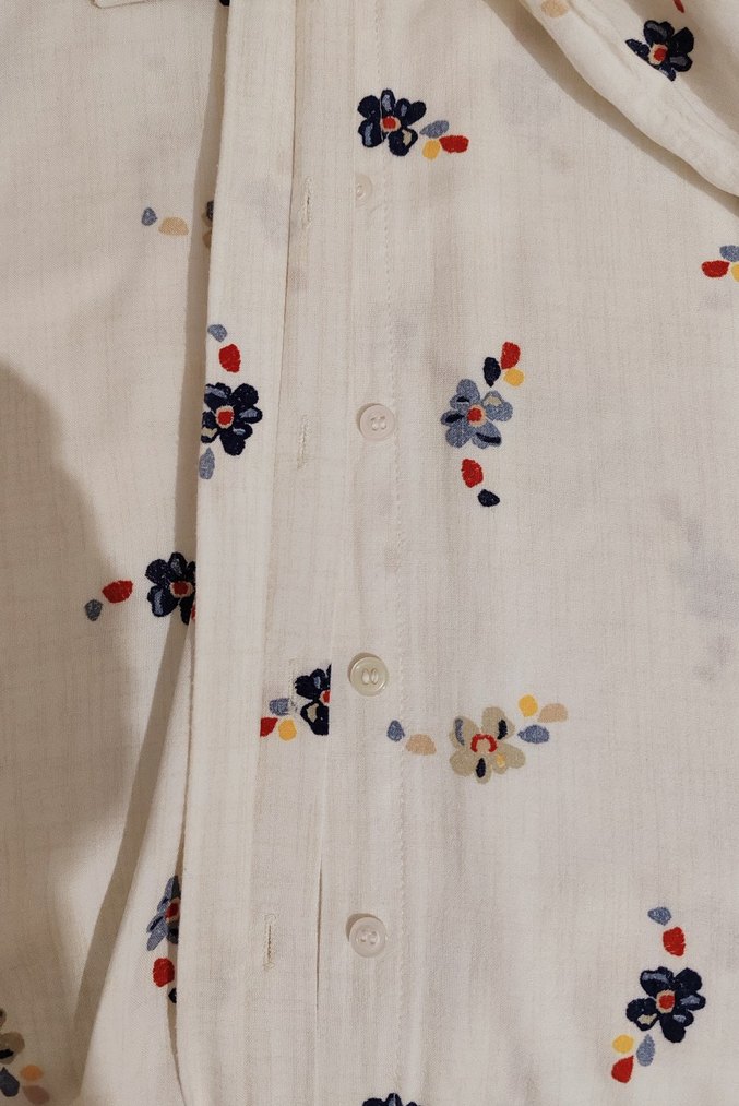 Beyaz Çiçek Desenli Pamuklu Gömlek - Görsel 5