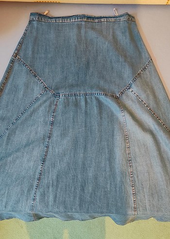 Mavi Denim Maxi Evaze Uzun Etek - Görsel 7