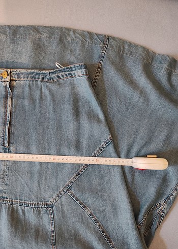 Mavi Denim Maxi Evaze Uzun Etek - Görsel 9