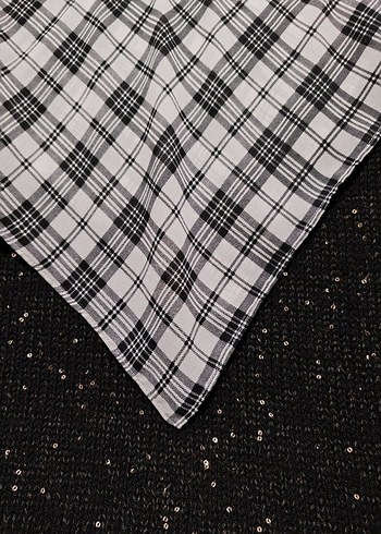 Gri Ekose Kadın Kumaş Başörtü - Görsel 3