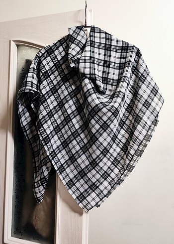 Gri Ekose Kadın Kumaş Başörtü - Görsel 2