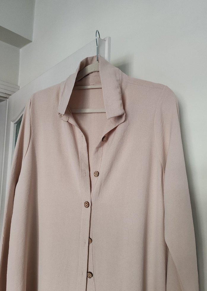 Bej Uzun Kollu Düğmeli Tunik - Görsel 5