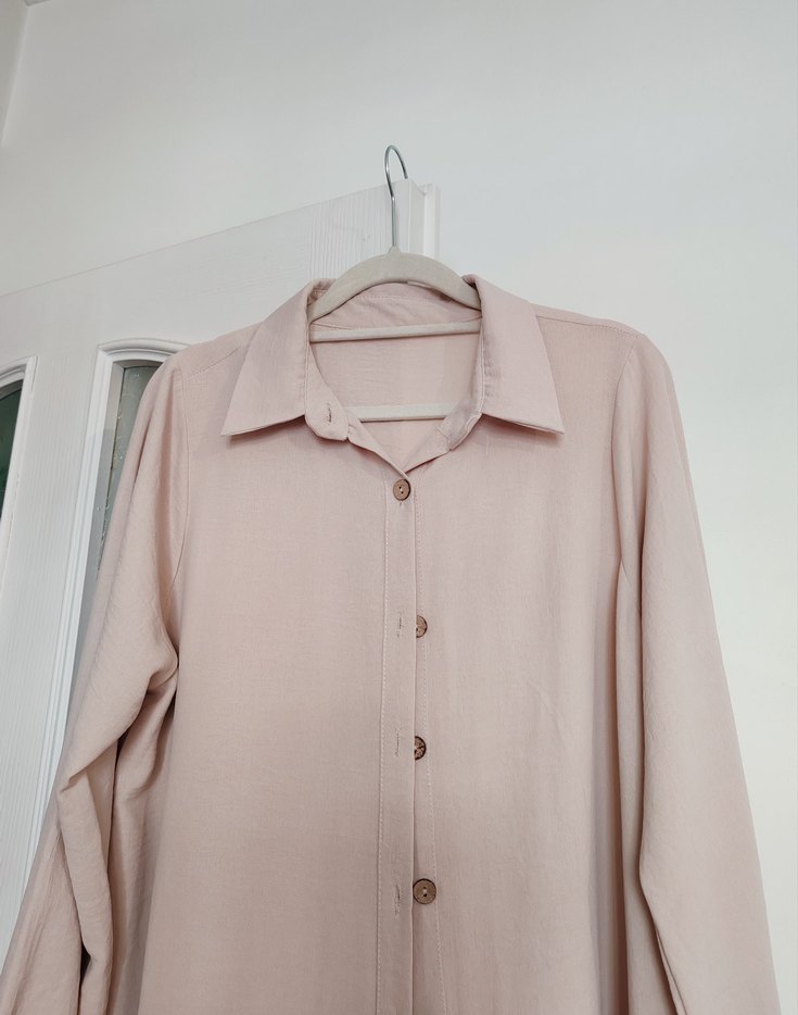 Bej Uzun Kollu Düğmeli Tunik - Görsel 3