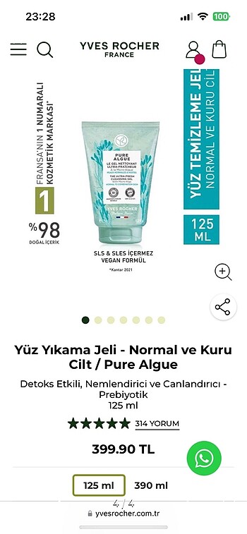 Beden Yvesroche karma/yağlı cilt yüz yıkama