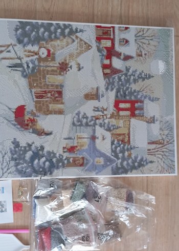 Kış Temalı Çok Renkli Elmas mozaik Puzzle - Görsel 3