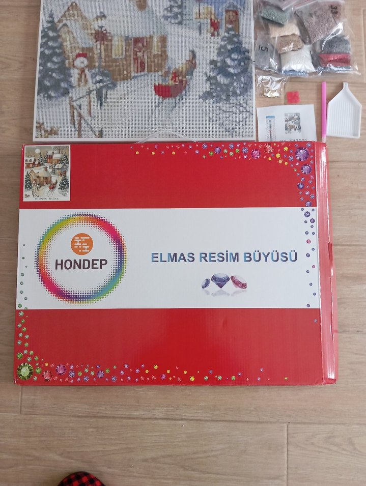 Kış Temalı Çok Renkli Elmas mozaik Puzzle - Görsel 5