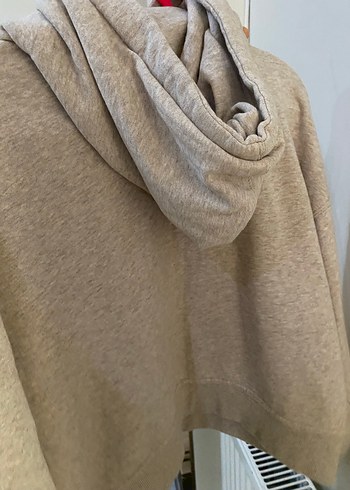 Bej Kadın Kapüşonlu Basic Sweatshirt - Görsel 3