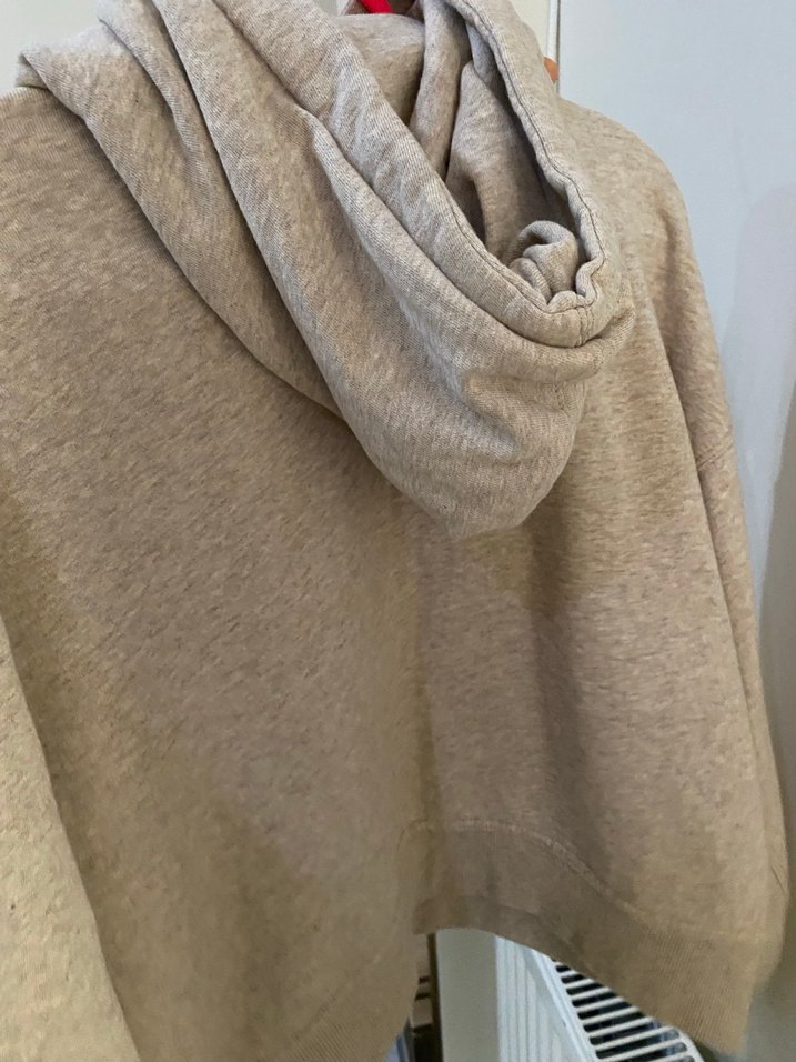 Bej Kadın Kapüşonlu Basic Sweatshirt - Görsel 3