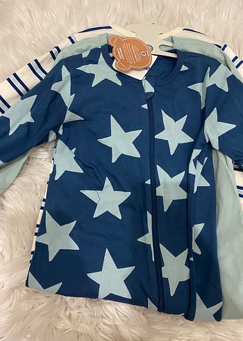 LC Waikiki Uzun Kollu Mavi Yıldız Desenli Fermuarlı Erkek Pijama