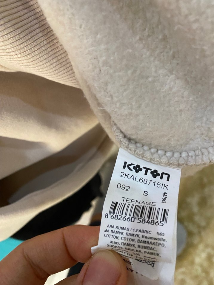 Bej Baskılı Oversize Kadın Sweatshirt - Görsel 3