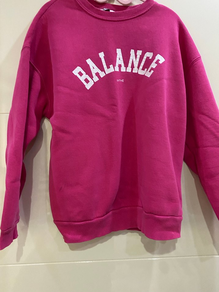 Pembe Baskılı Oversize Kadın Sweatshirt - Görsel 2