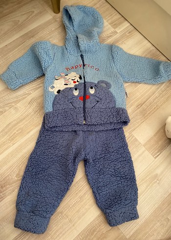 Mavi Triko Bebek Takımı Uzun Kollu Nakışlı - Görsel 2