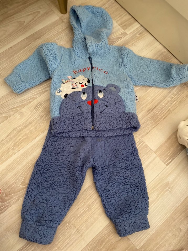 Mavi Triko Bebek Takımı Uzun Kollu Nakışlı - Görsel 2