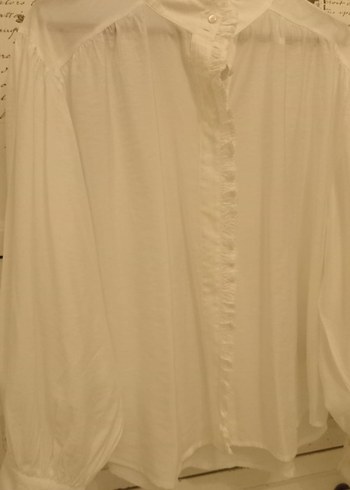 H&M Beyaz Kadın Fırfırlı Gömlek.M BEDEN - Görsel 9