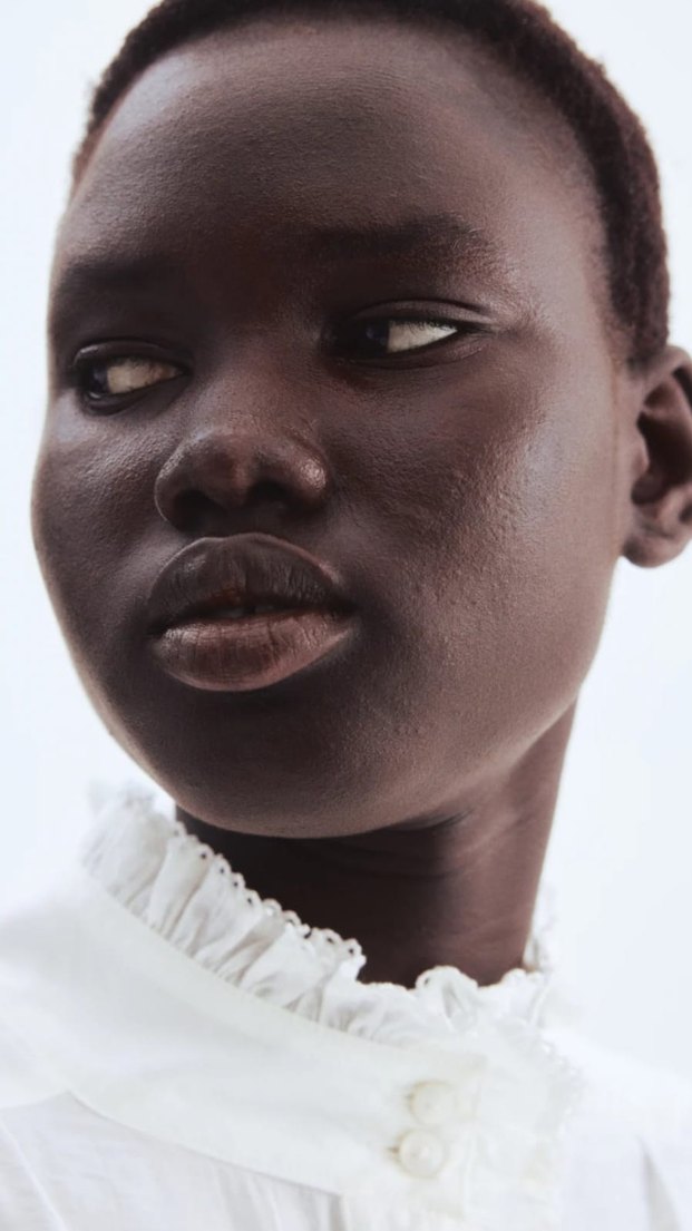 H&M Beyaz Kadın Fırfırlı Gömlek.M BEDEN - Görsel 4