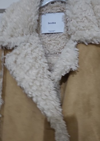 BERSHKA Süet Kürklü Midi Kadın Ceket - Görsel 10
