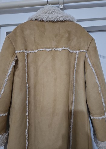 BERSHKA Süet Kürklü Midi Kadın Ceket - Görsel 5