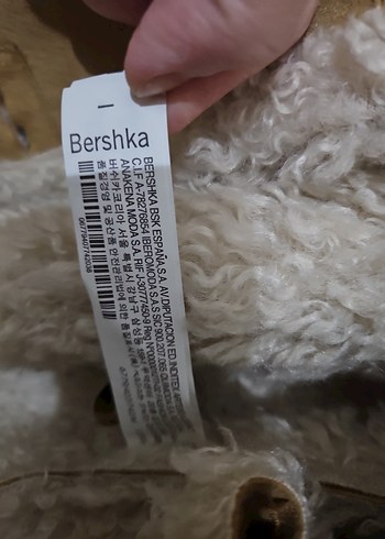 BERSHKA Süet Kürklü Midi Kadın Ceket - Görsel 3