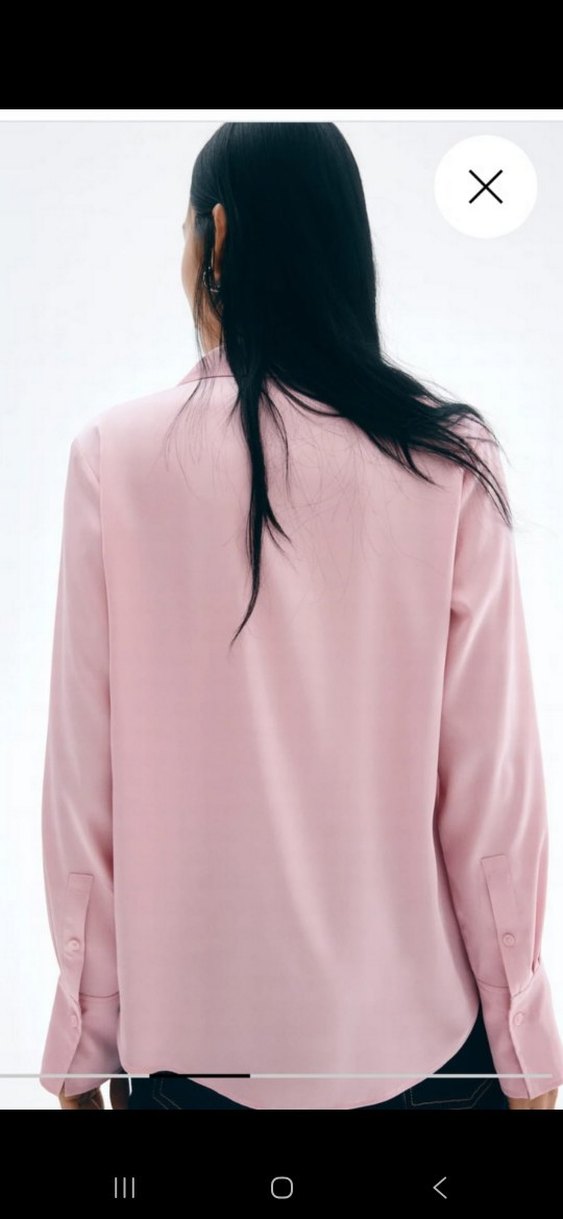 H&M Pembe V Yaka Düğmeli Kadın Gömlek - Görsel 3