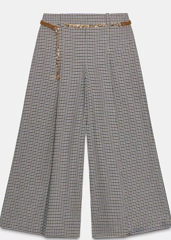 ZARA BAYAN Gri Ekose Desenli Geniş Paça Pantolon.42 BEDEN - Görsel 3