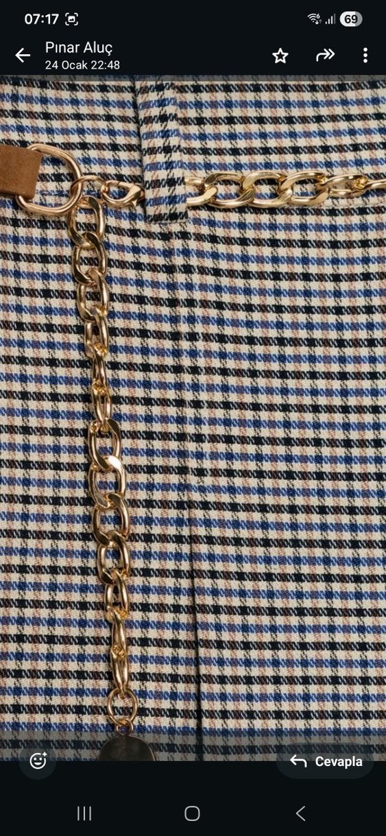 ZARA BAYAN Gri Ekose Desenli Geniş Paça Pantolon.42 BEDEN - Görsel 4