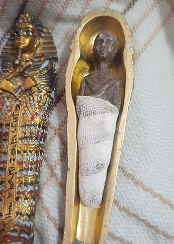 tutankamon Altın Renkli Antik Mısır Figürü - Görsel 5