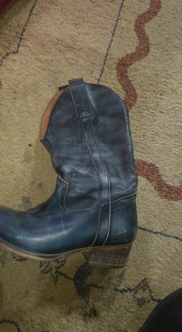 Kadın Mavi Deri Topuklu Çizme - Görsel 2