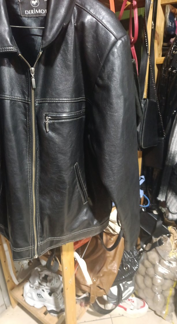 DERIMO Siyah Deri Erkek Biker Ceket - Görsel 3