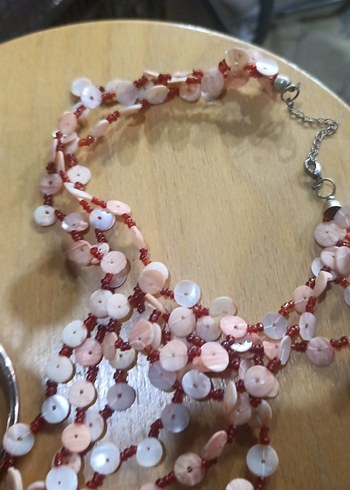 Pembe Boncuklu Uzun Bohem Kolye - Görsel 3