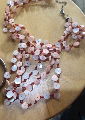 Pembe Boncuklu Uzun Bohem Kolye - Görsel 2