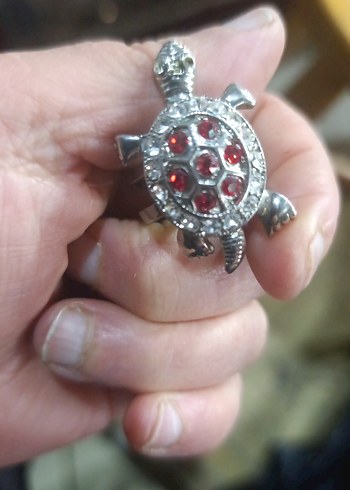 Renkli Payetli Kaplumbağa Figürlü Kadın Yüzük - Görsel 2