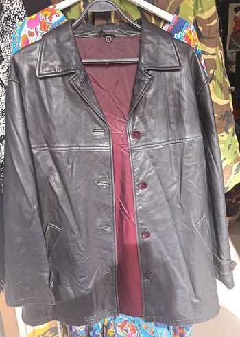 Düğmeli Siyah Deri Kadın Ceket - Görsel 5