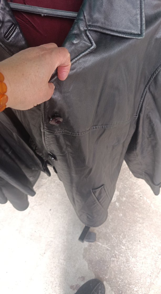 Düğmeli Siyah Deri Kadın Ceket - Görsel 2