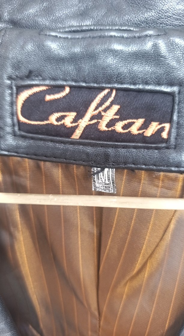 kaftan Düğmeli Siyah Deri Kadın Ceket - Görsel 4