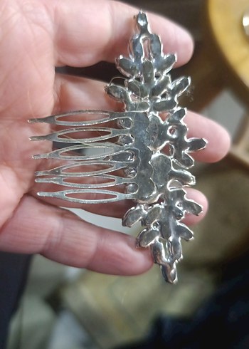 vintage parlak Beyaz Taşlı Saç Tokası - Görsel 4