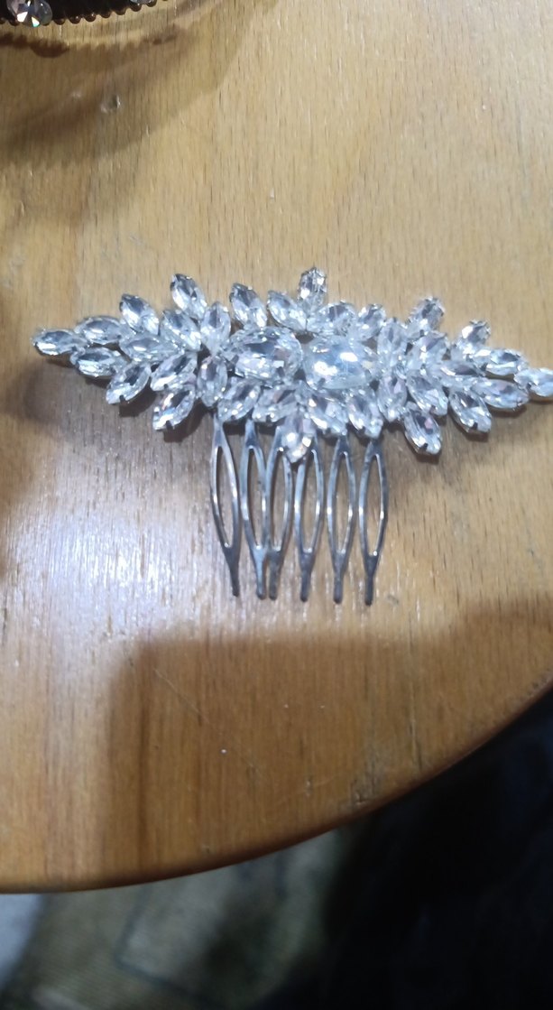 vintage parlak Beyaz Taşlı Saç Tokası - Görsel 3