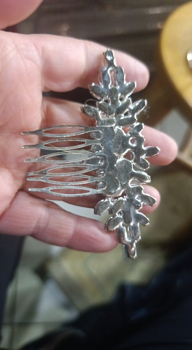 vintage parlak Beyaz Taşlı Saç Tokası - Görsel 4